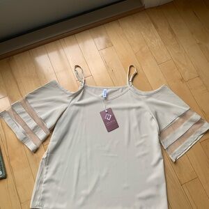 Women's Cream Cold Shoulder Top